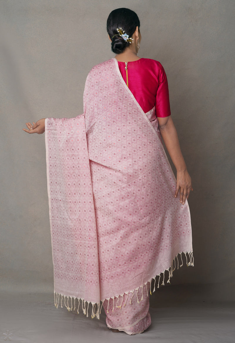 Green Pure Handloom Dhakai Jamdhani Embroidery Cotton Silk Saree