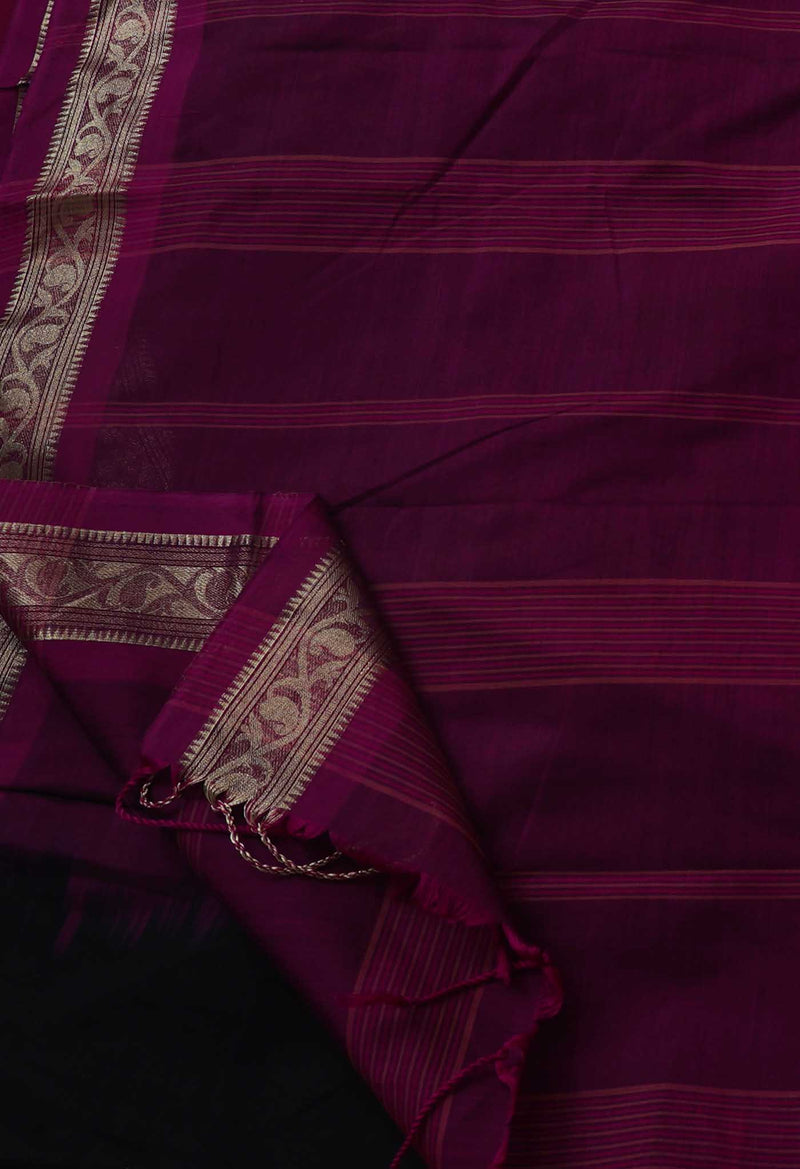 Black-Pink Pure Handloom South  Sico Saree