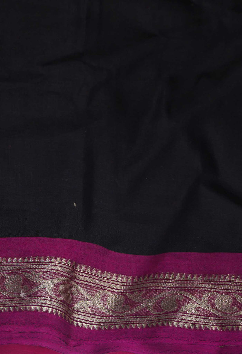 Black-Pink Pure Handloom South  Sico Saree
