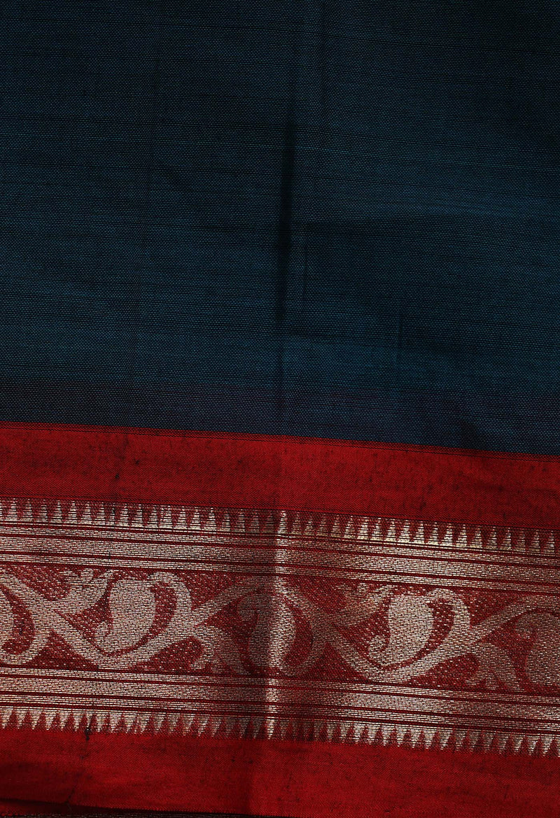 Blue-Red Pure Handloom South  Sico Saree