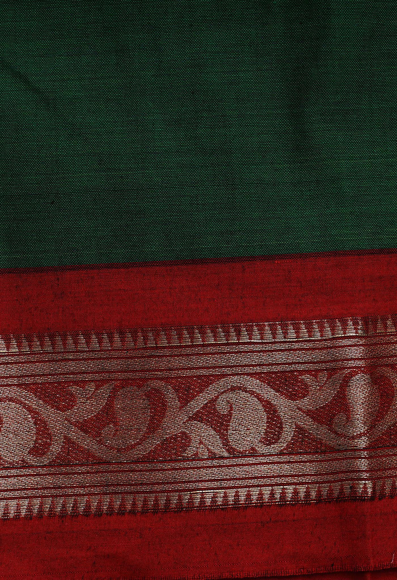 Green-Red Pure Handloom South  Sico Saree