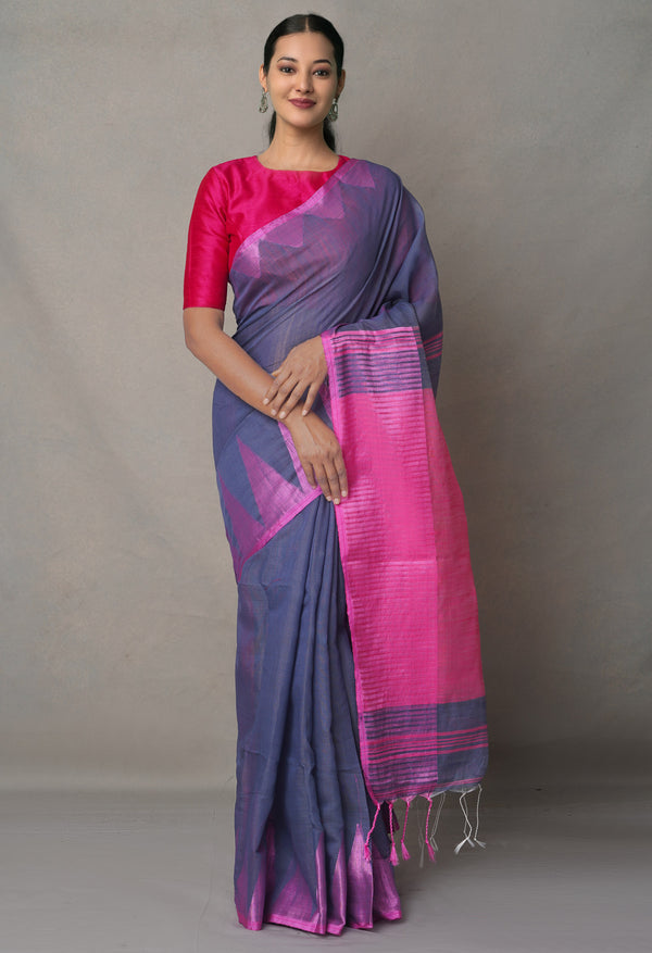 Multi Pure Handloom Bengal  Linen Saree