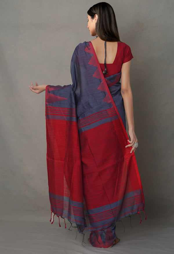 Blue Pure Handloom Bengal  Linen Saree