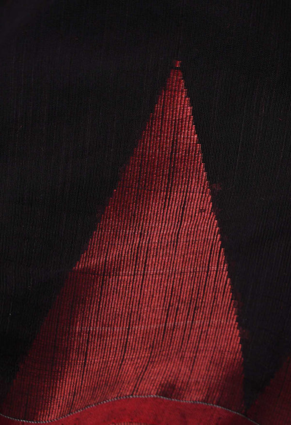 Black Pure Handloom Bengal  Linen Saree