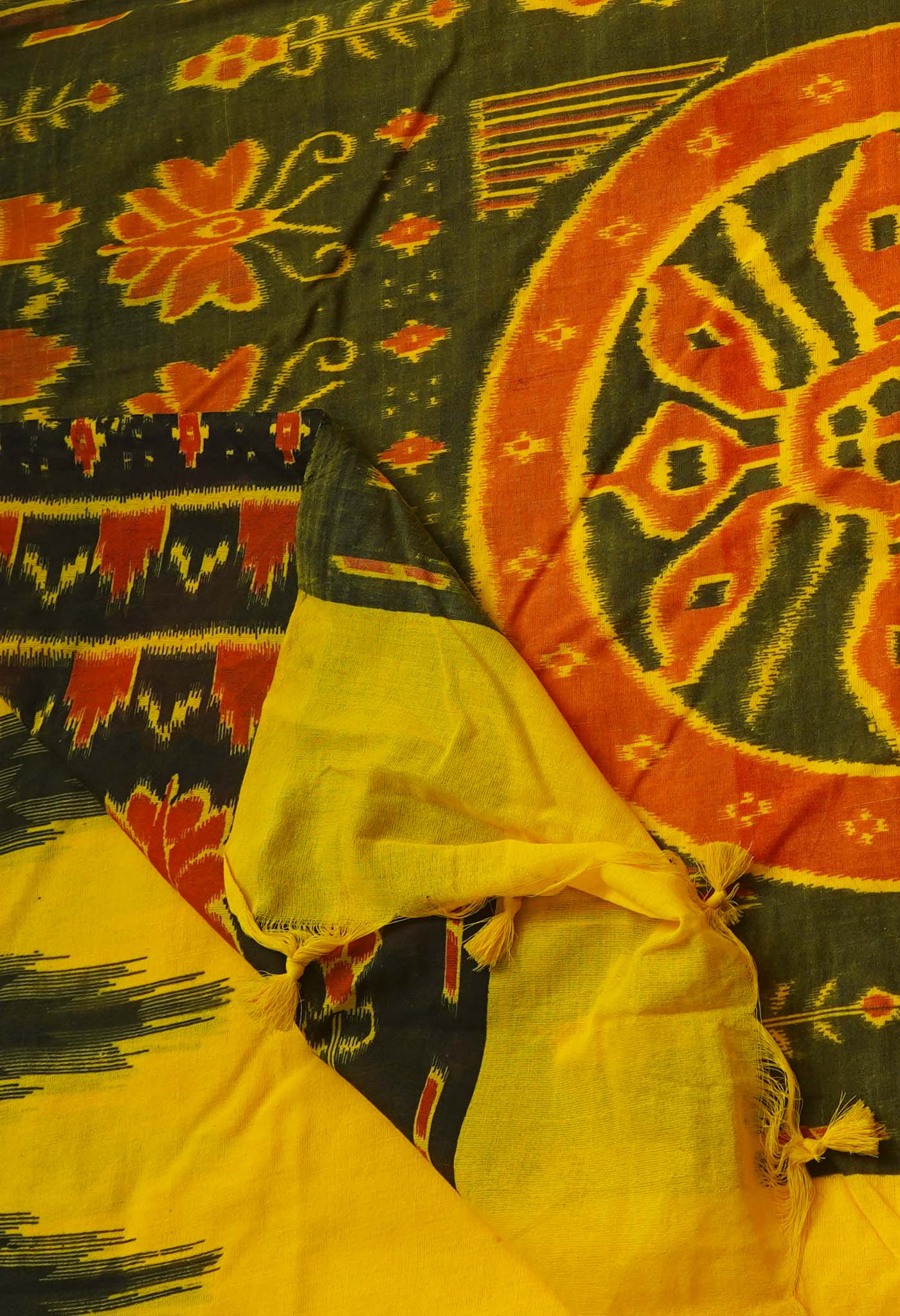 Yellow Pure Handloom Linen Jute Saree-UNM64817