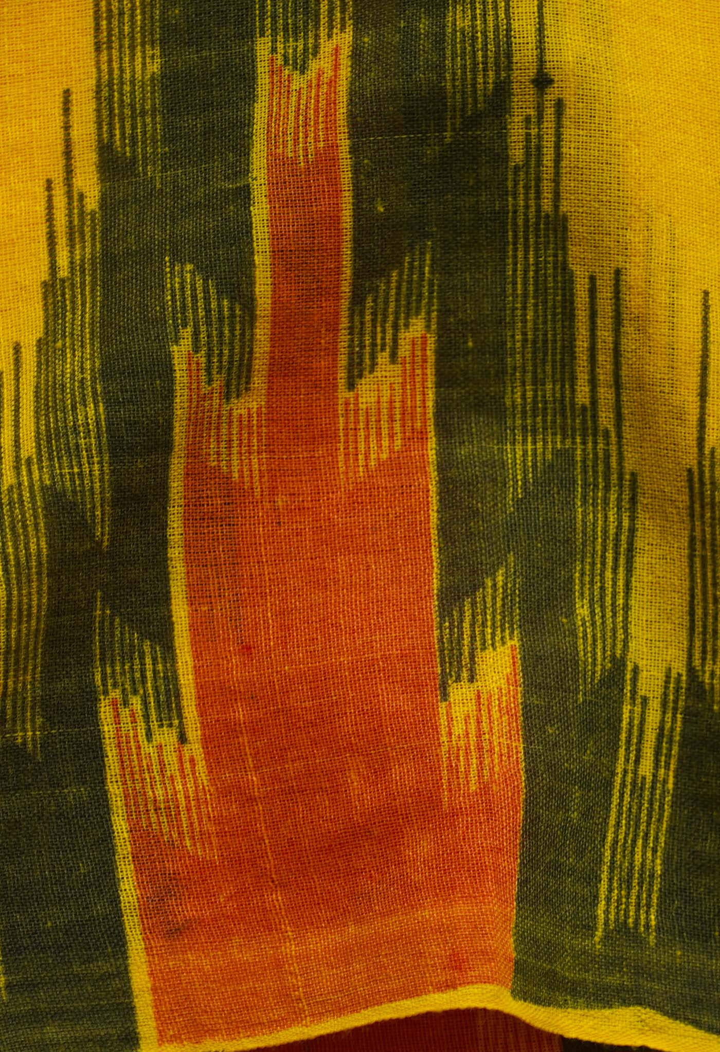 Yellow Pure Handloom Linen Jute Saree-UNM64817