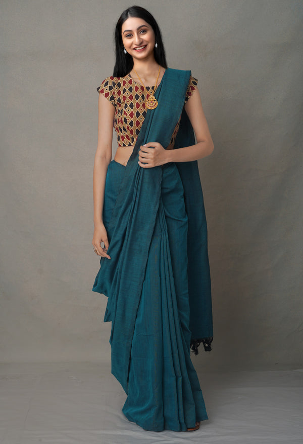Green PureHandloom Bengal Linen Saree