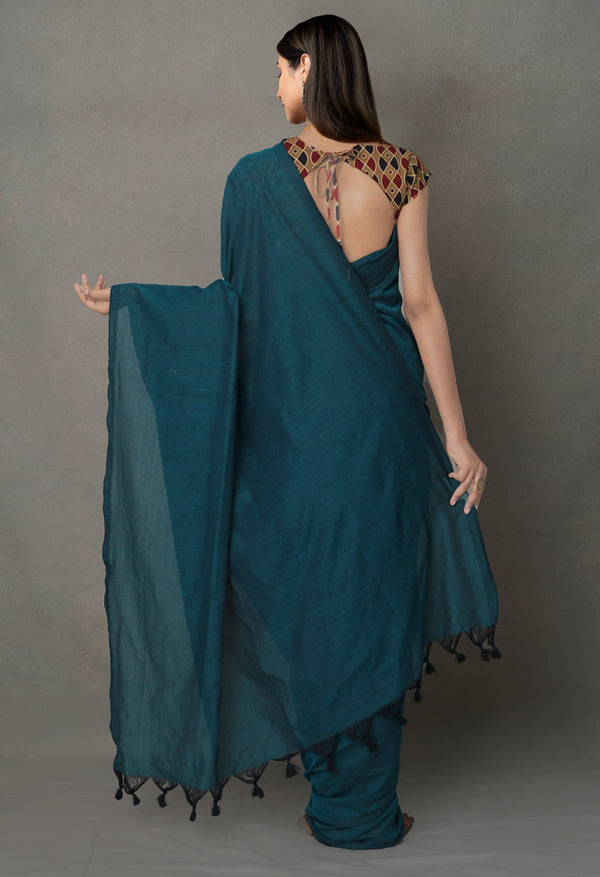 Green PureHandloom Bengal Linen Saree