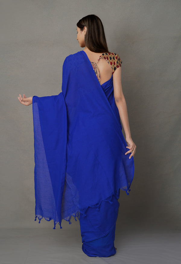Blue Pure Handloom Bengal Linen Saree