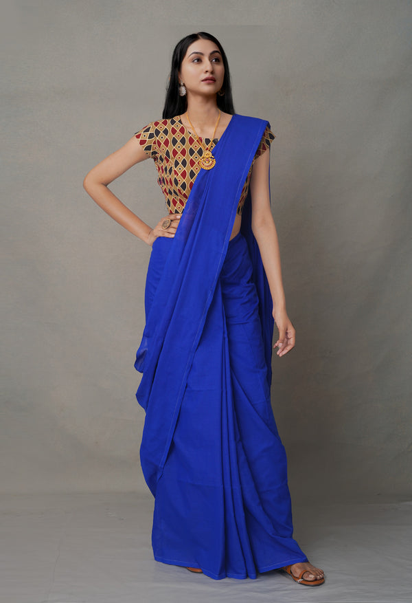 Blue Pure Handloom Bengal Linen Saree