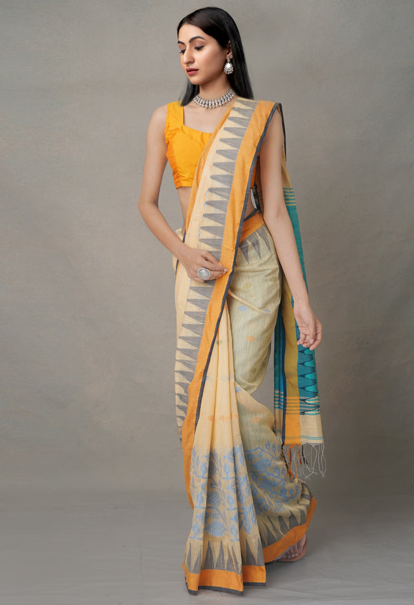 Multi PureHandloom Bengal Linen Saree