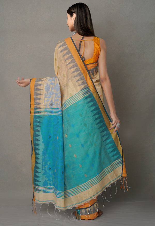 Multi PureHandloom Bengal Linen Saree