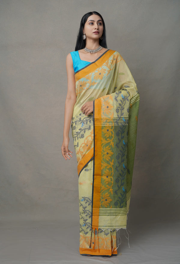 Multi PureHandloom Bengal Linen Saree