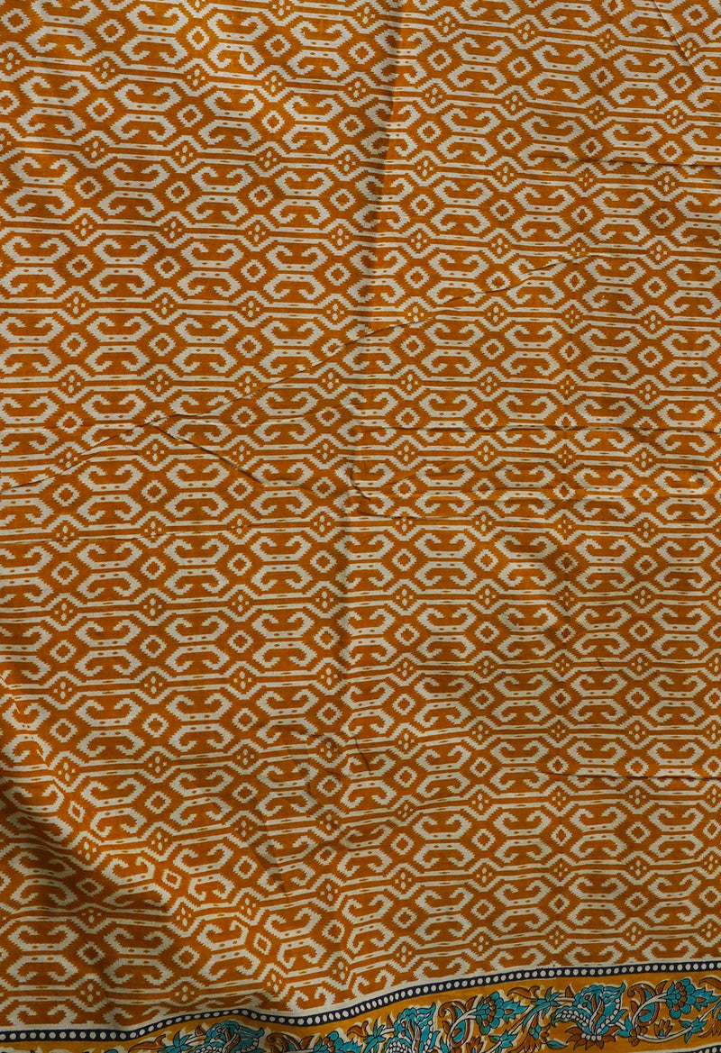 Brown Pure  Block Printed Cotton Saree-UNM64925