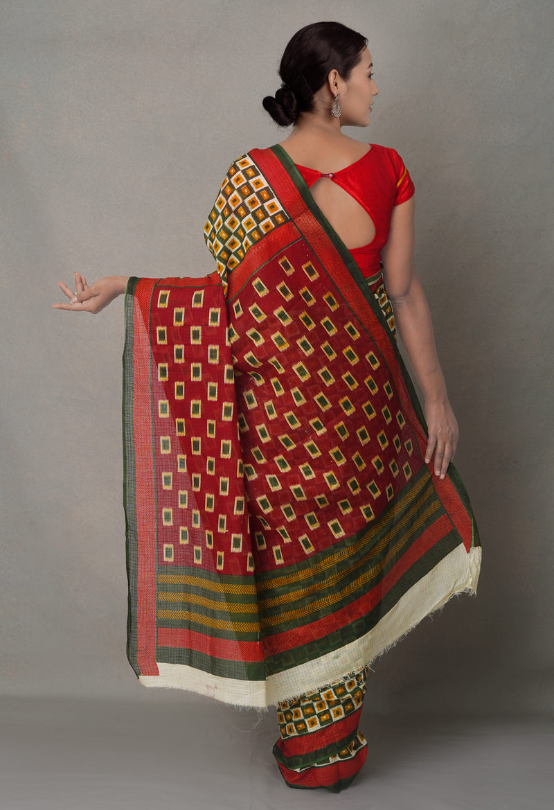 Multi Pure  Block Printed Cotton Saree-UNM64940