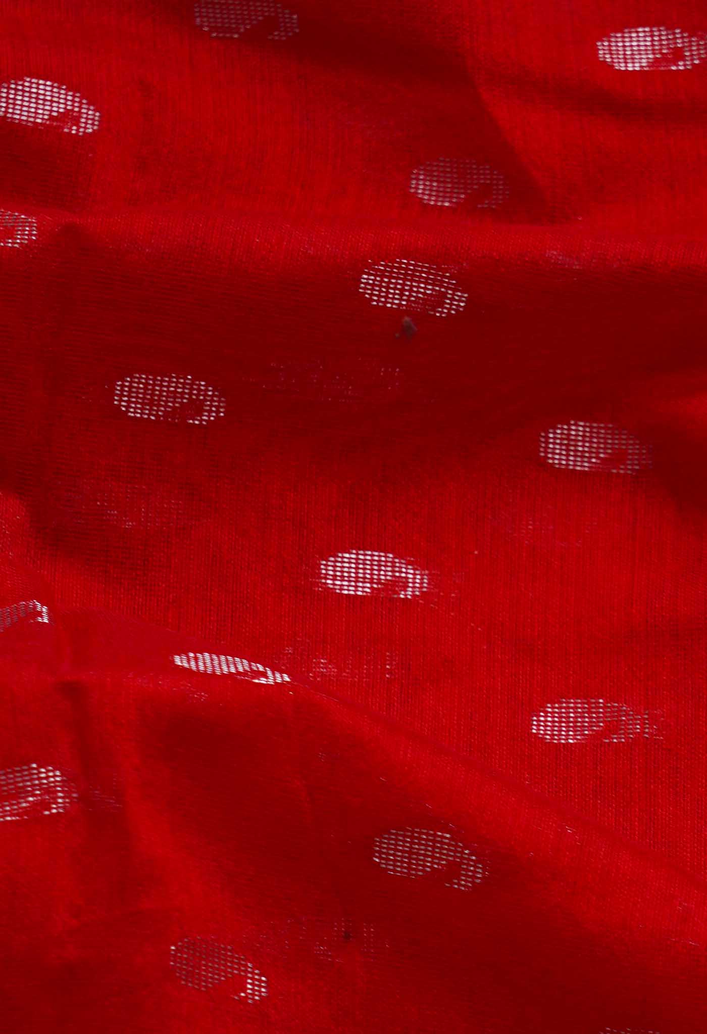 Red Pure  Handloom Dhaka Jamdhani Cotton Silk Saree-UNM64955