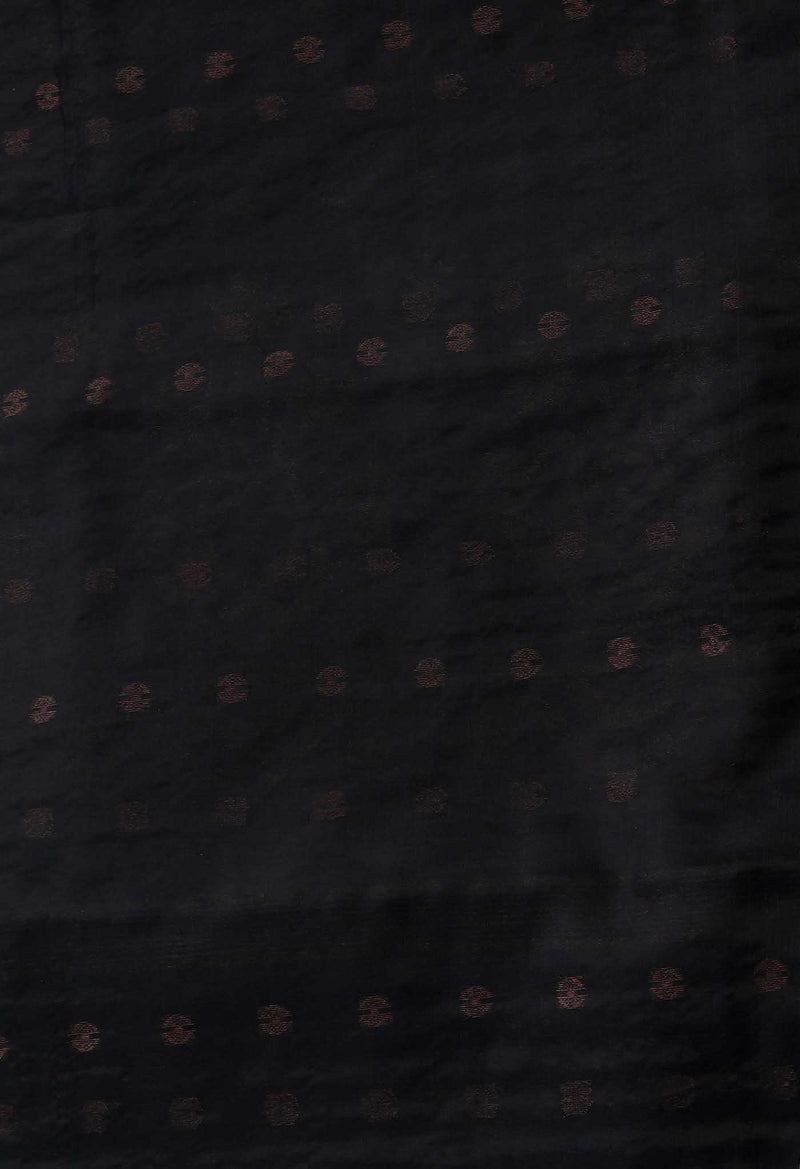 Black Pure Handloom Jamdhani  Organza Saree-UNM64974