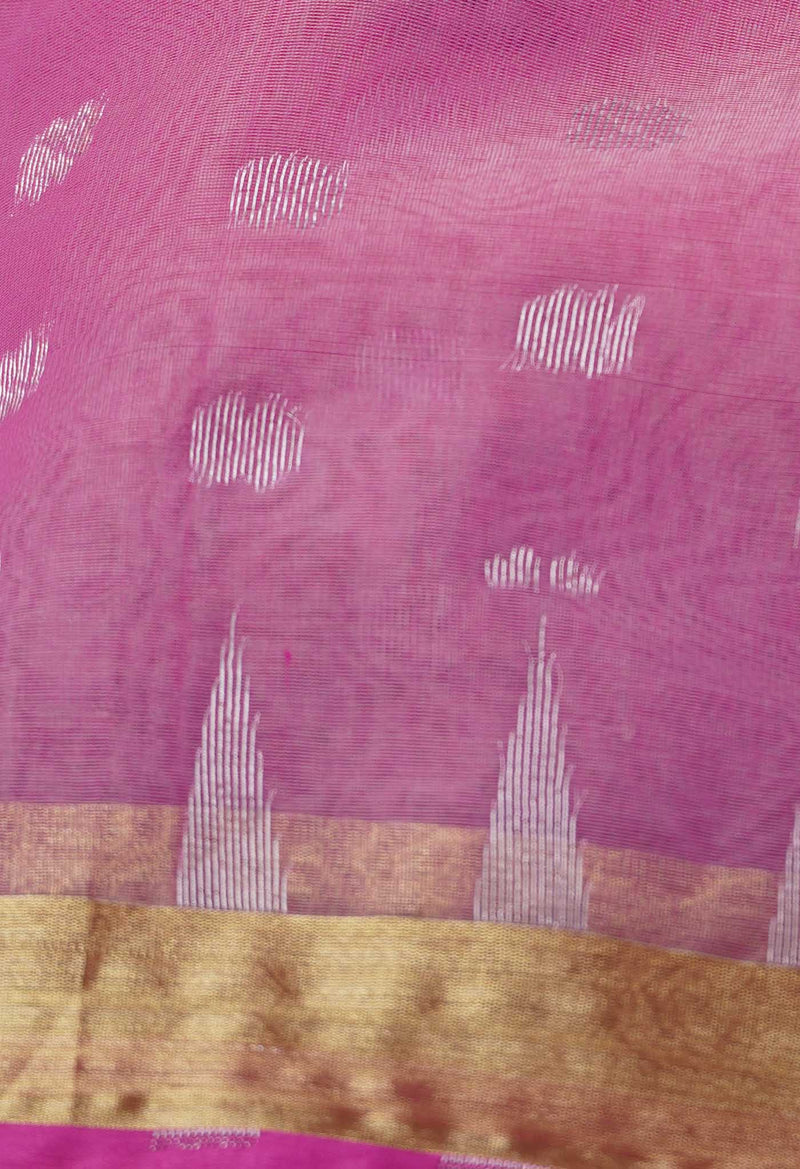 Pink Pure Handloom Jamdhani  Organza Saree-UNM64980