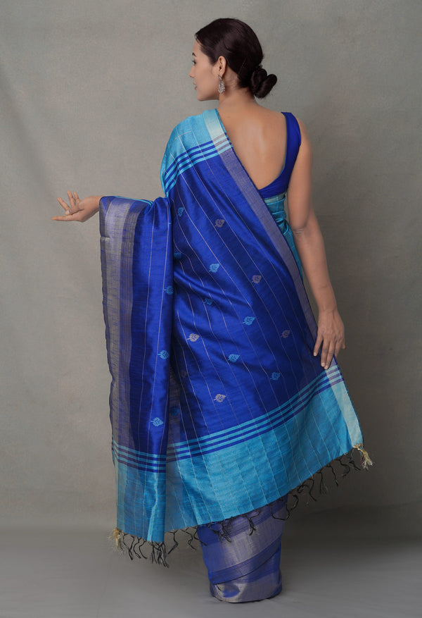 Blue  Bengal Linen Saree