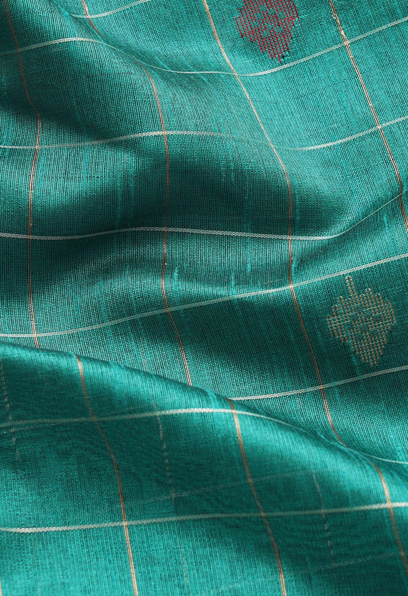 Maroon-Green  Bengal Linen Saree