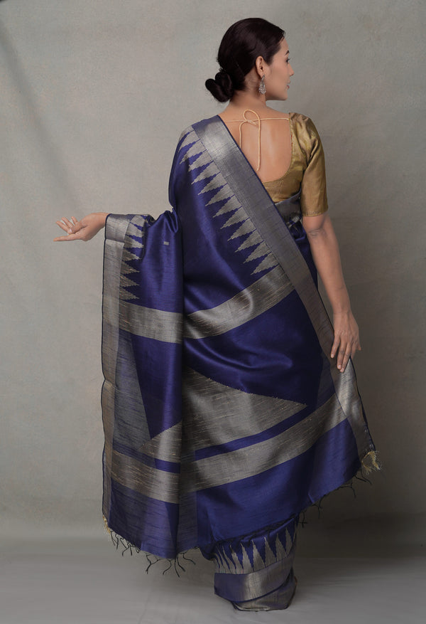 Blue  Bengal Linen Saree