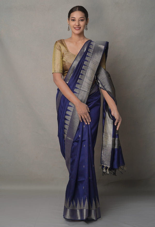 Blue  Bengal Linen Saree