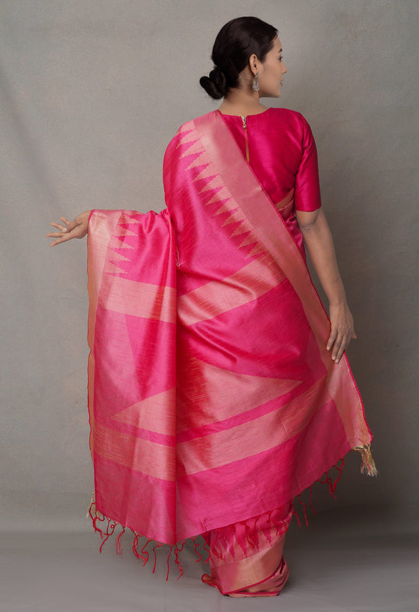 Pink  Bengal Linen Saree