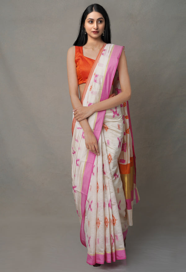 Cream  Bengal Linen Saree