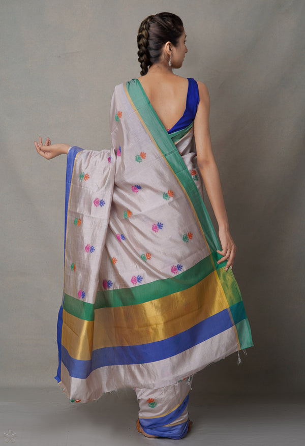 Cream  Bengal Linen Saree