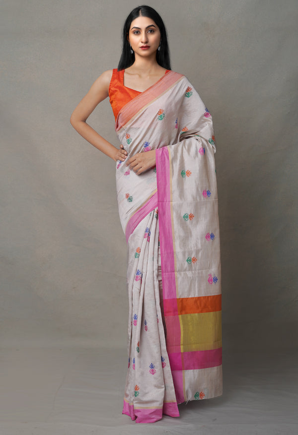 Cream  Bengal Linen Saree