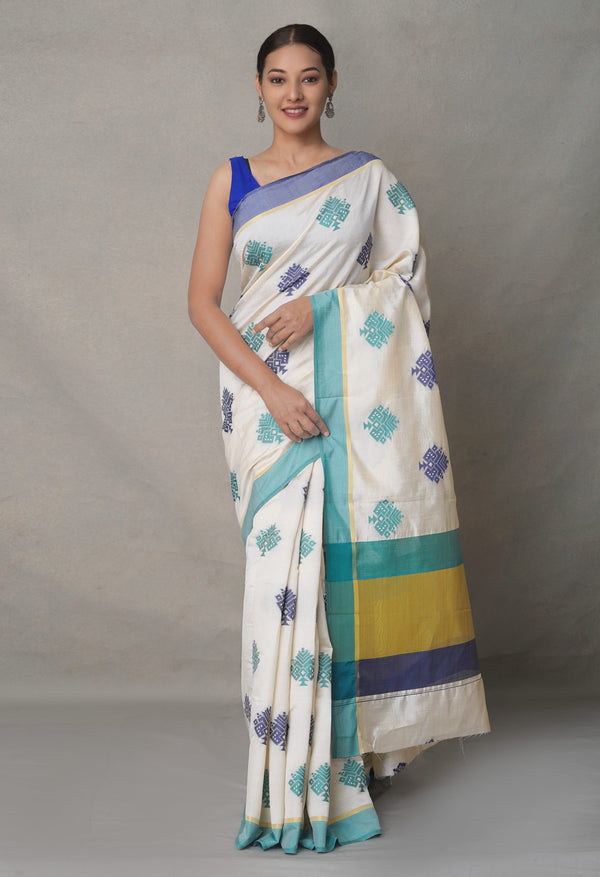 Cream  Bengal Linen Saree