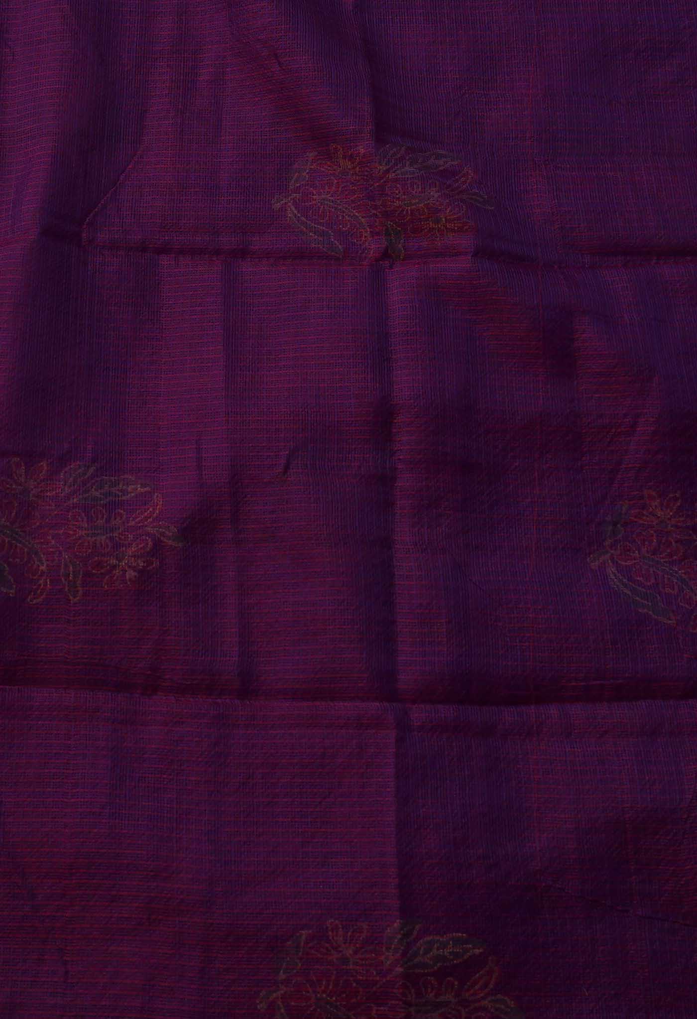 Purple Pure Kota Hand Block Print Silk Saree-UNM65037