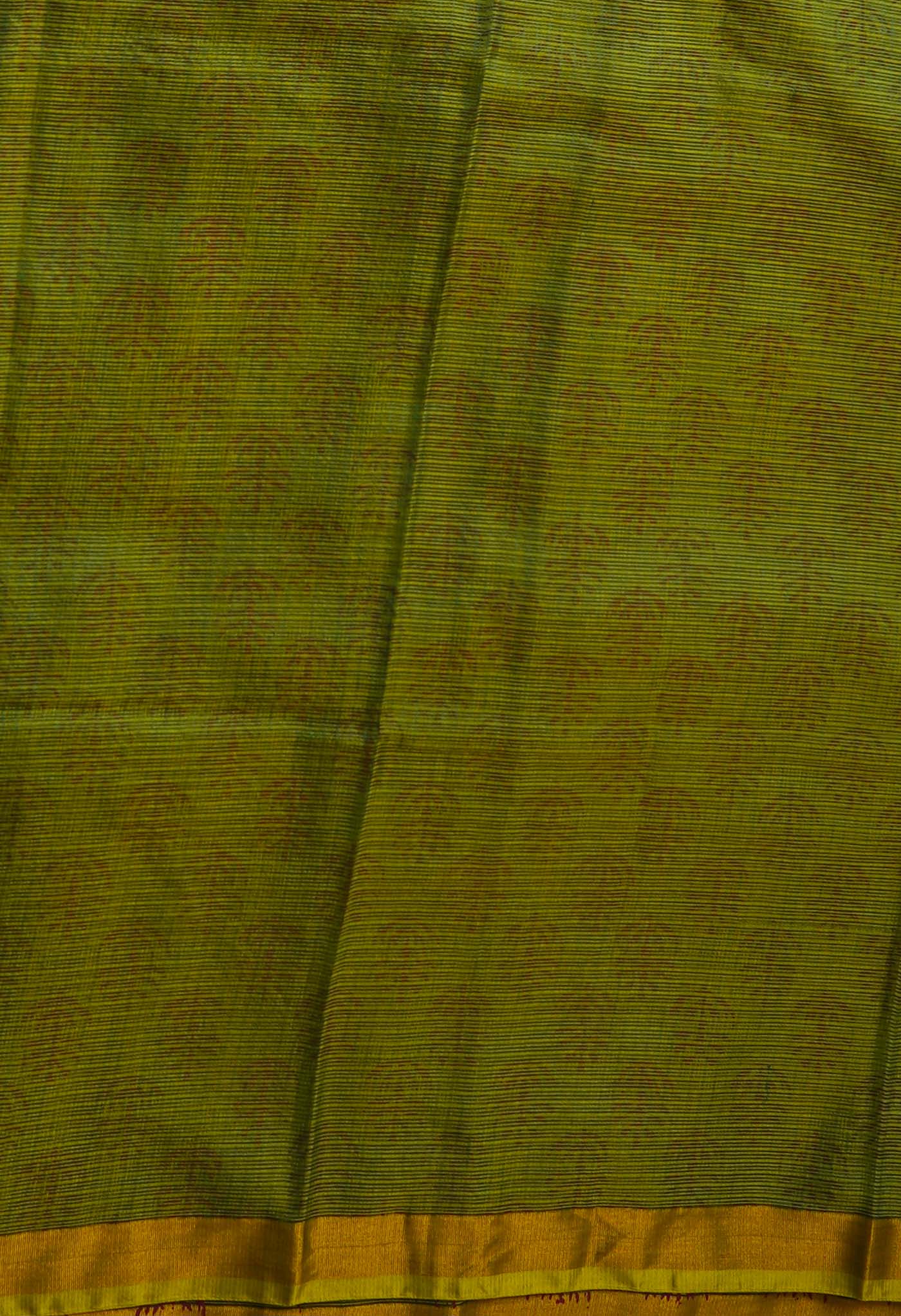 Green-Yellow Pure Kota Hand Block Print Silk Saree-UNM65042