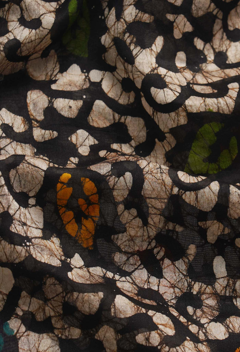 Navy Blue Pure Batik Cotton Saree-UNM65094