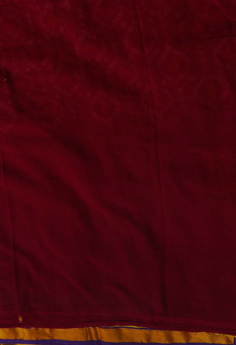 Maroon Pure Batik Cotton Saree-UNM65095