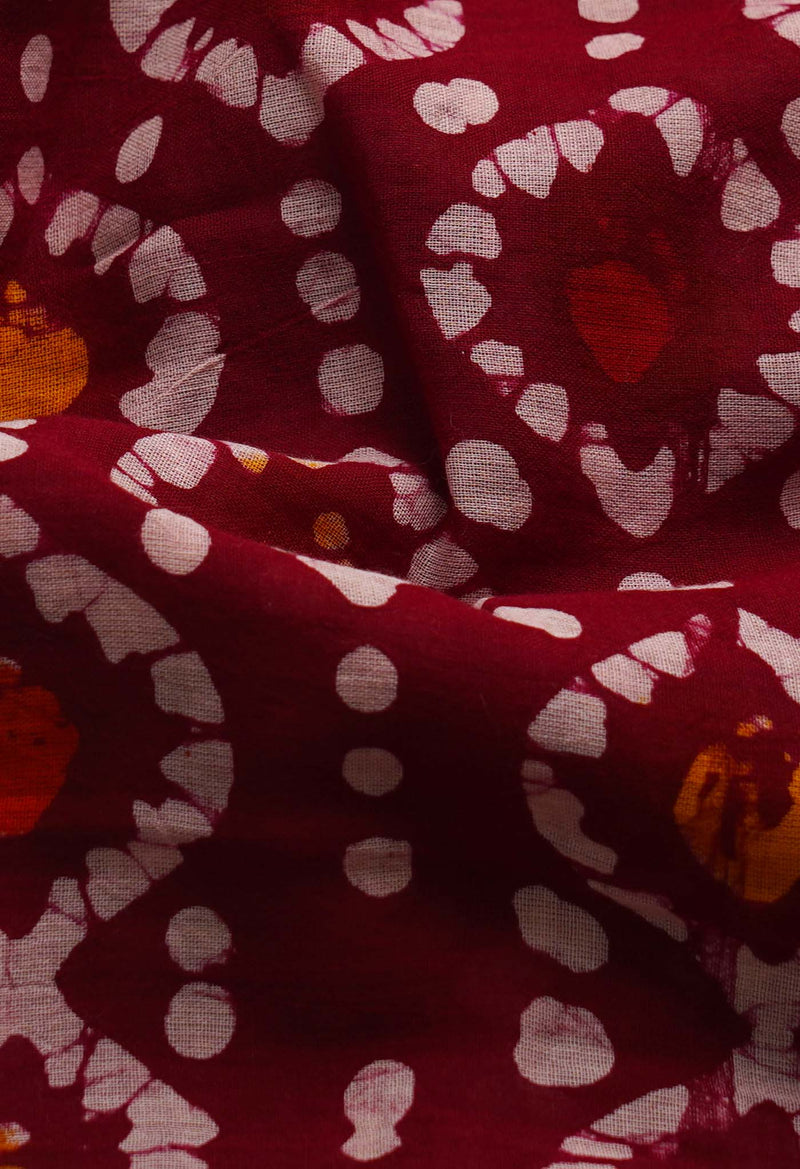 Maroon Pure Batik Cotton Saree-UNM65095