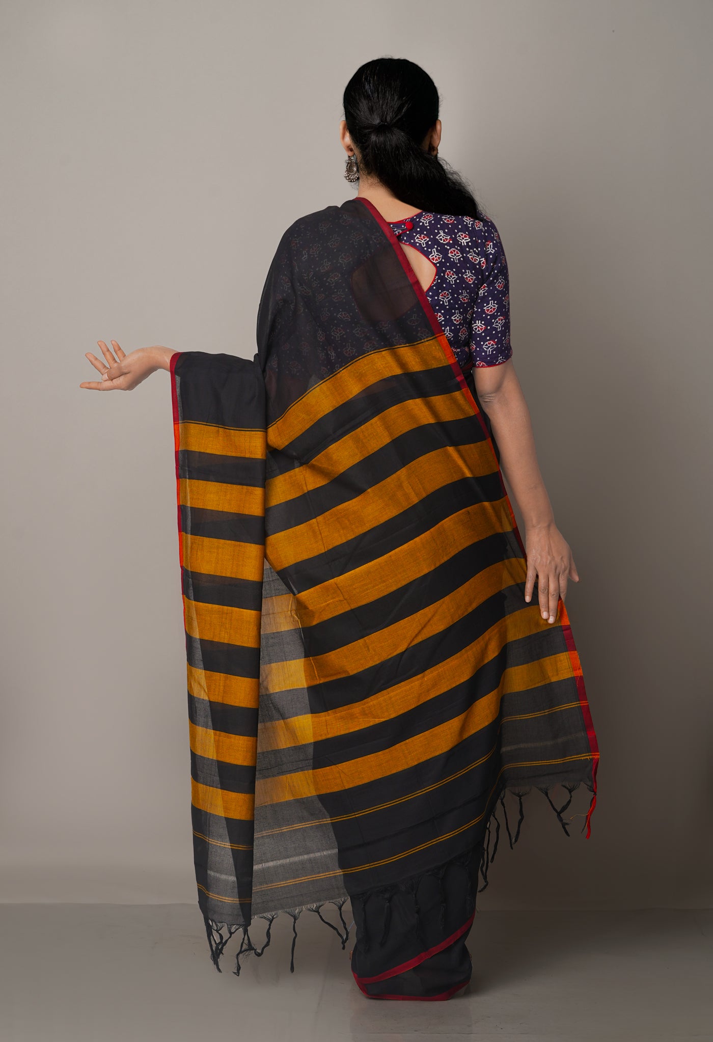 Black Pure Handloom Pavani Narayanpet Cotton Saree