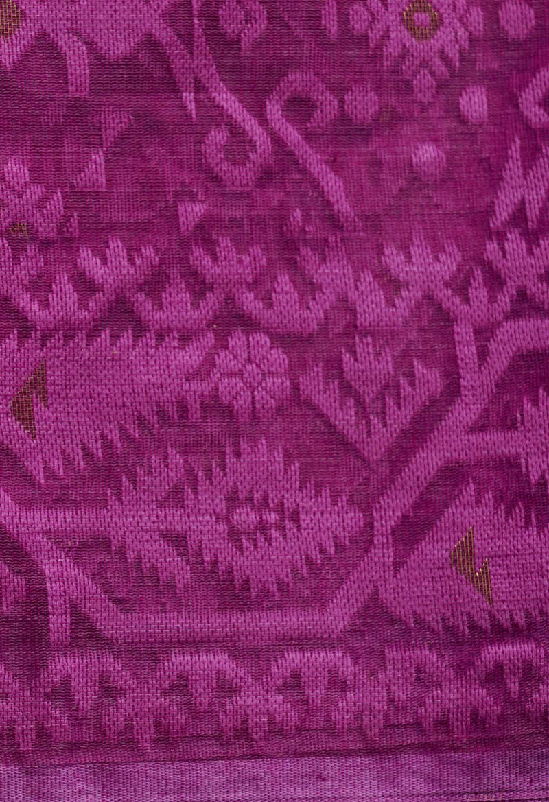 Purple Pure Handloom Dhakai Jamdhani Cotton Saree-UNM65154