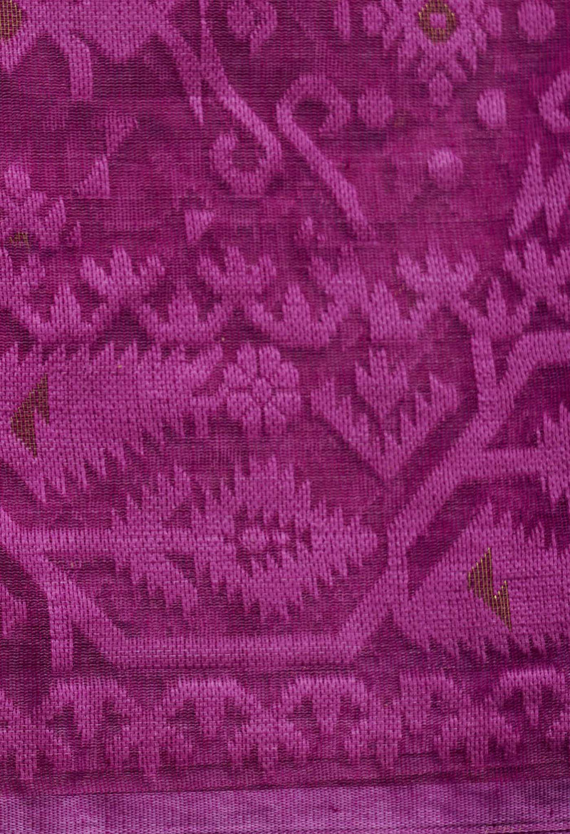 Purple Pure Handloom Dhakai Jamdhani Cotton Saree-UNM65154