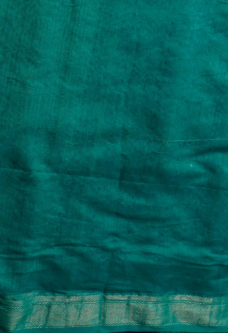 Green Pure Handloom Dhakai Jamdhani Sico Saree-UNM65166