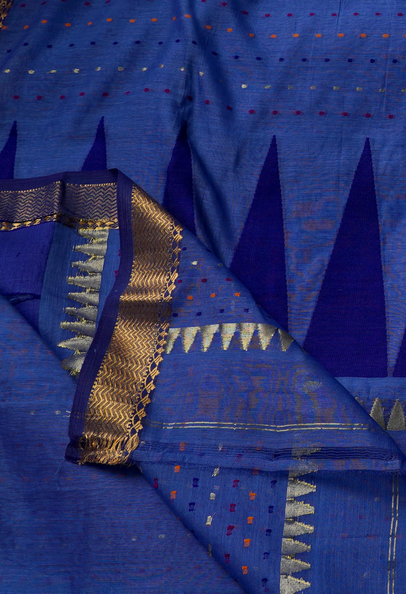 Blue Pure Handloom Dhakai Jamdhani Sico Saree-UNM65172