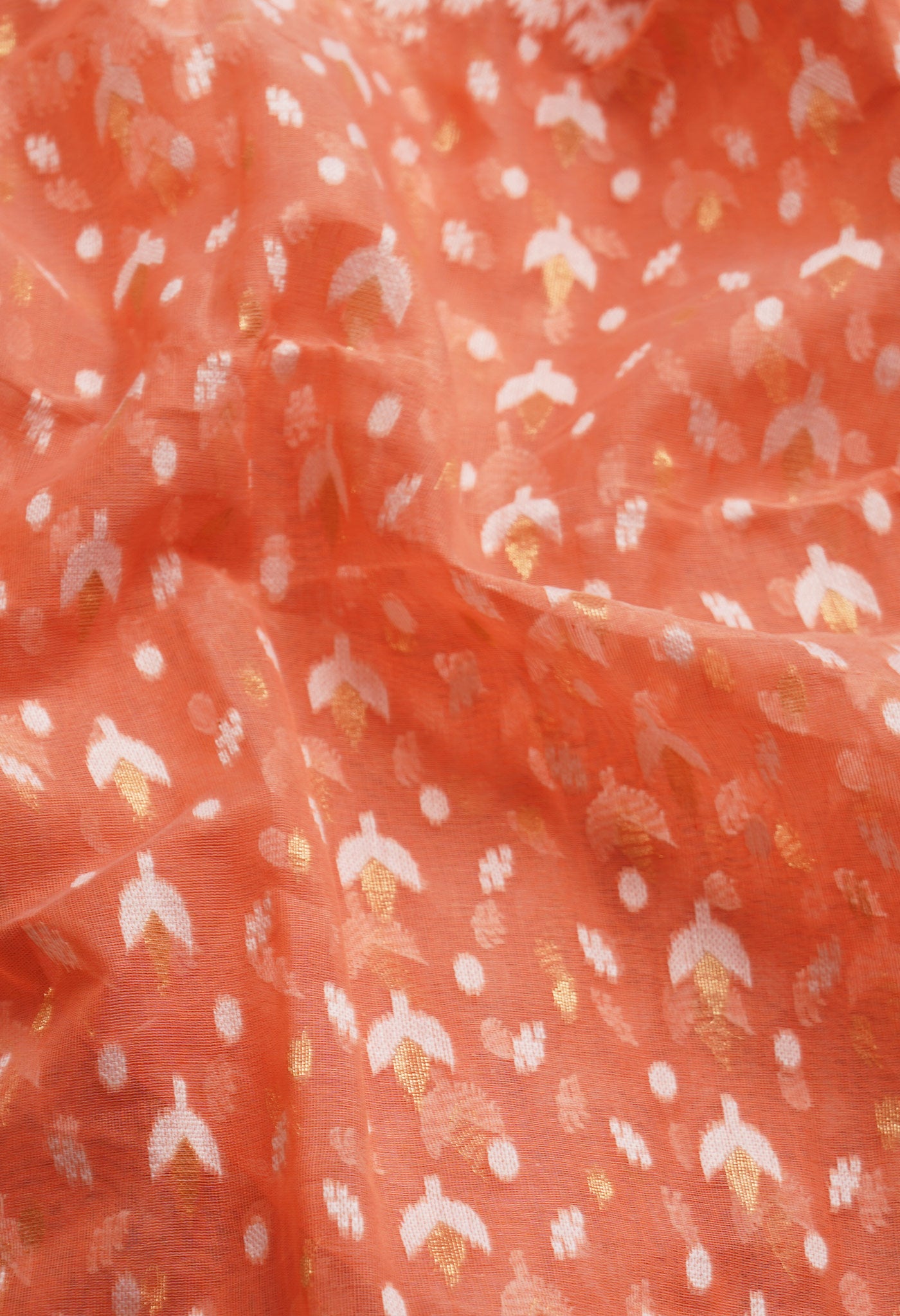 Orange Pure Handloom Dhakai Jamdhani Cotton Saree-UNM65190