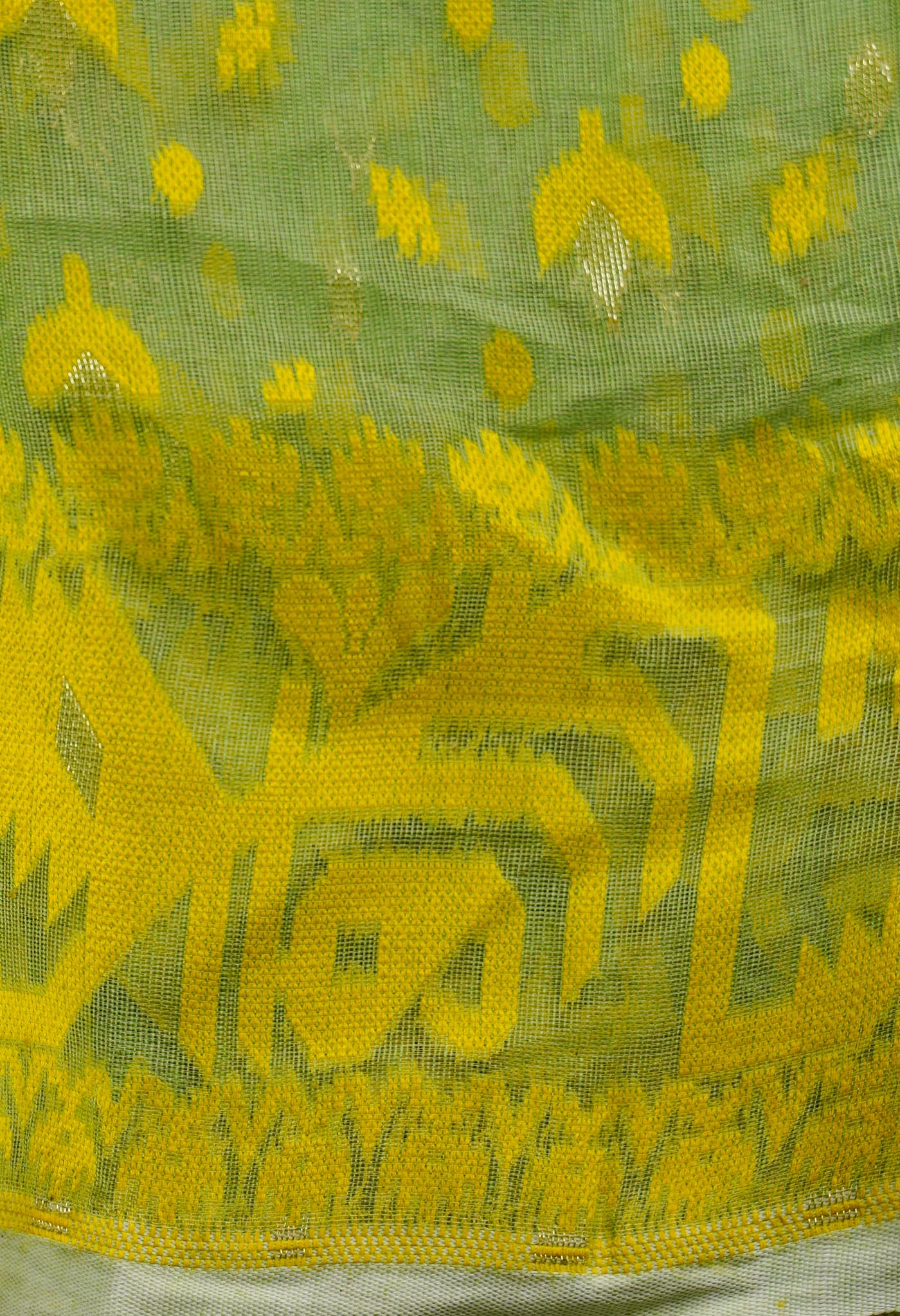 Green Pure Handloom Dhakai Jamdhani Cotton Saree-UNM65193
