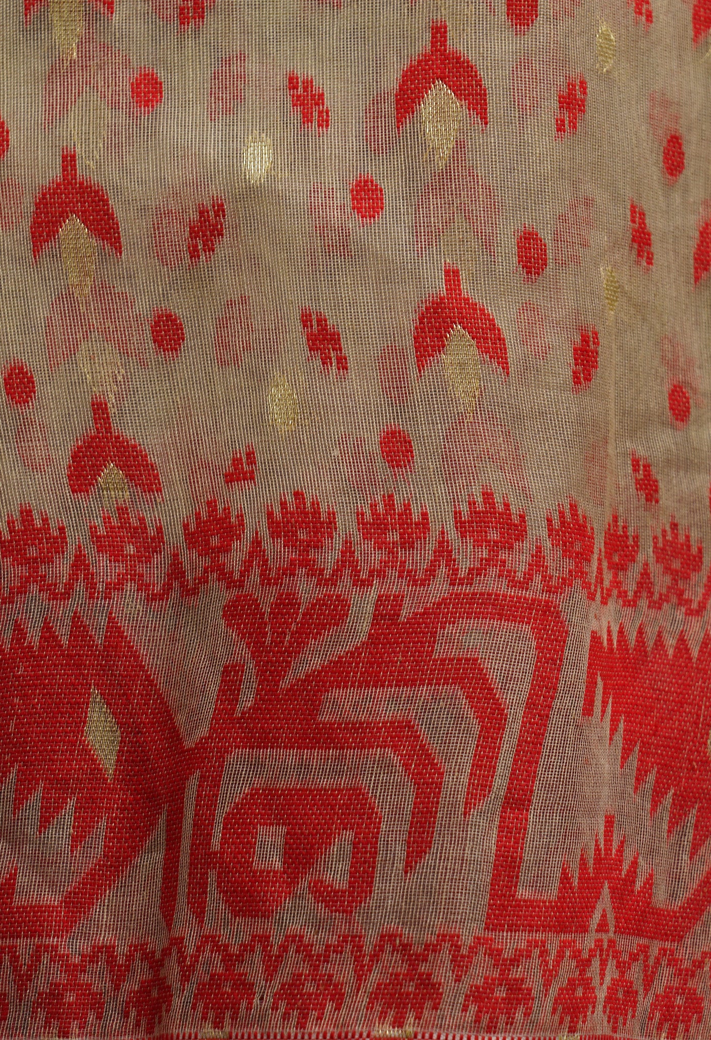 Brown Pure Handloom Dhakai Jamdhani Cotton Saree-UNM65194