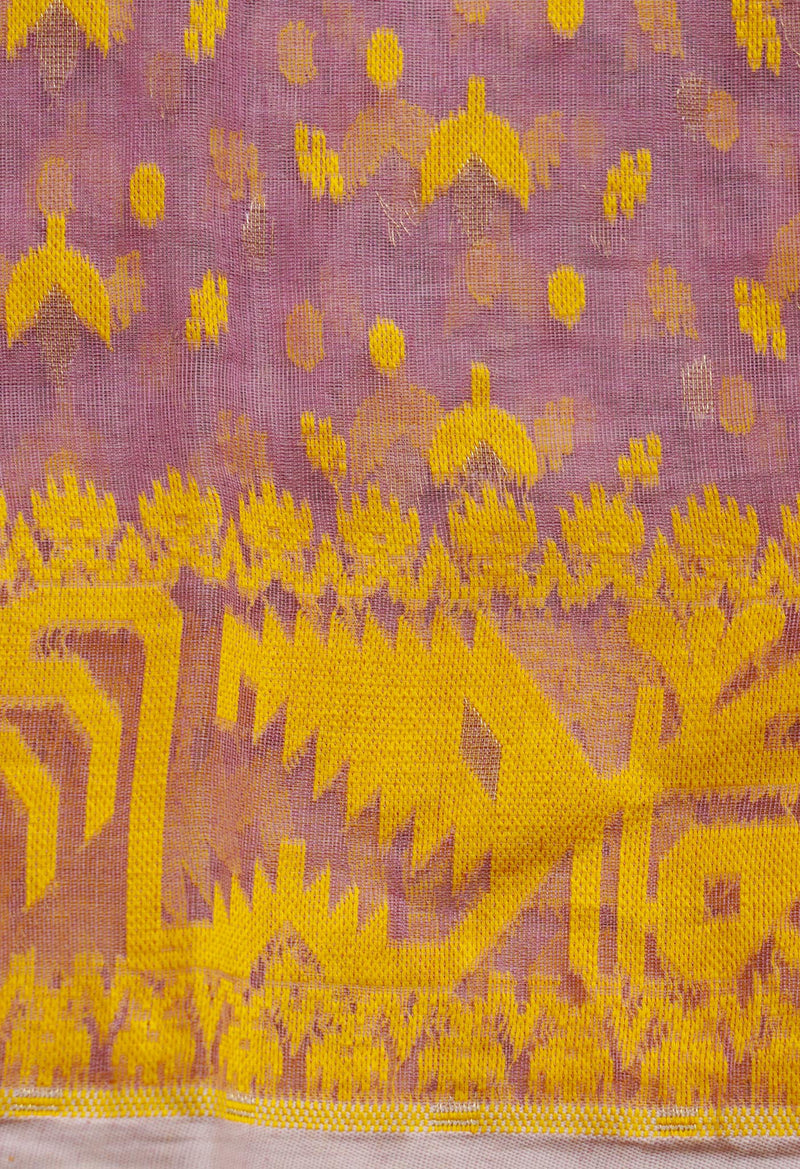 Pink Pure Handloom Dhakai Jamdhani Cotton Saree-UNM65196