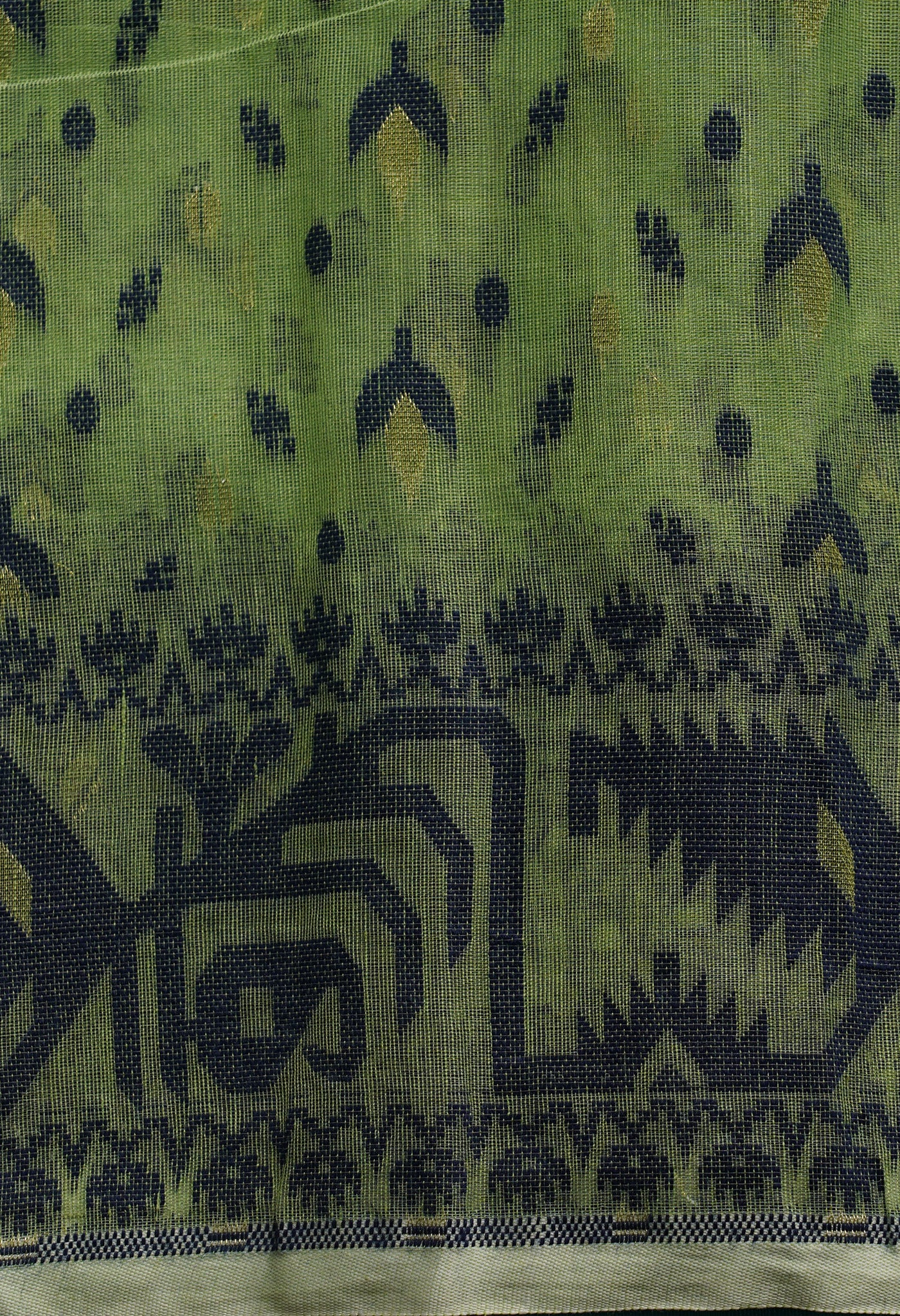 Green Pure Handloom Dhakai Jamdhani Cotton Saree-UNM65197