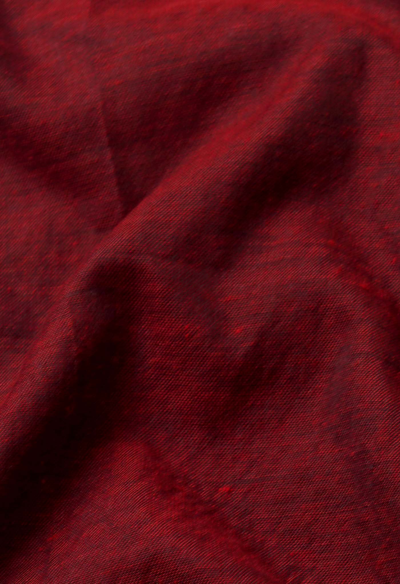 Maroon Pure  Cotton Linen Saree With Tassels-UNM65235