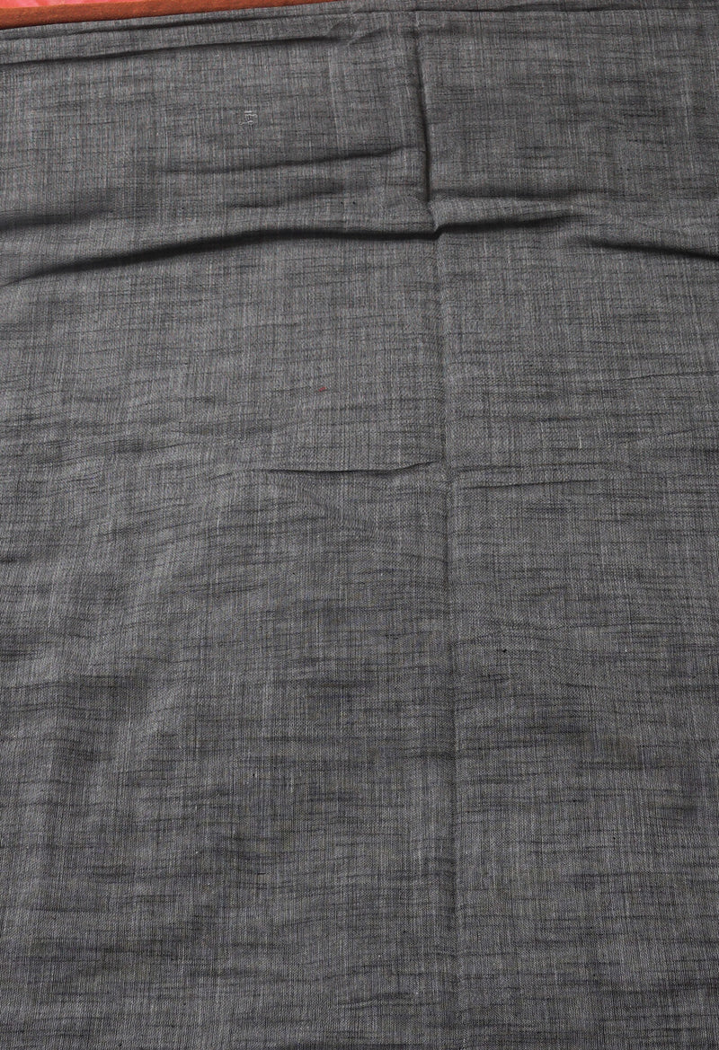 Grey Pure  Cotton Linen Saree With Tassels-UNM65241