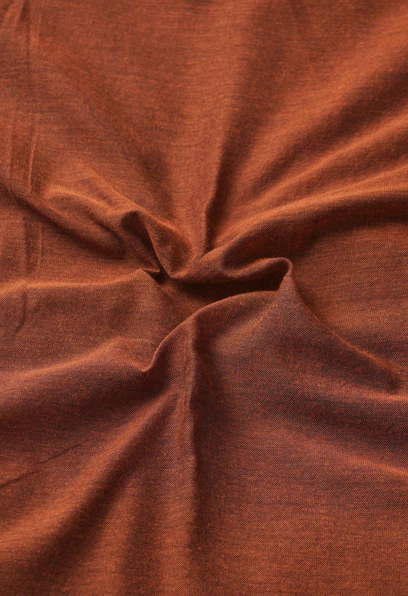 Rust Orange Pure  Cotton Linen Saree With Tassels-UNM65251