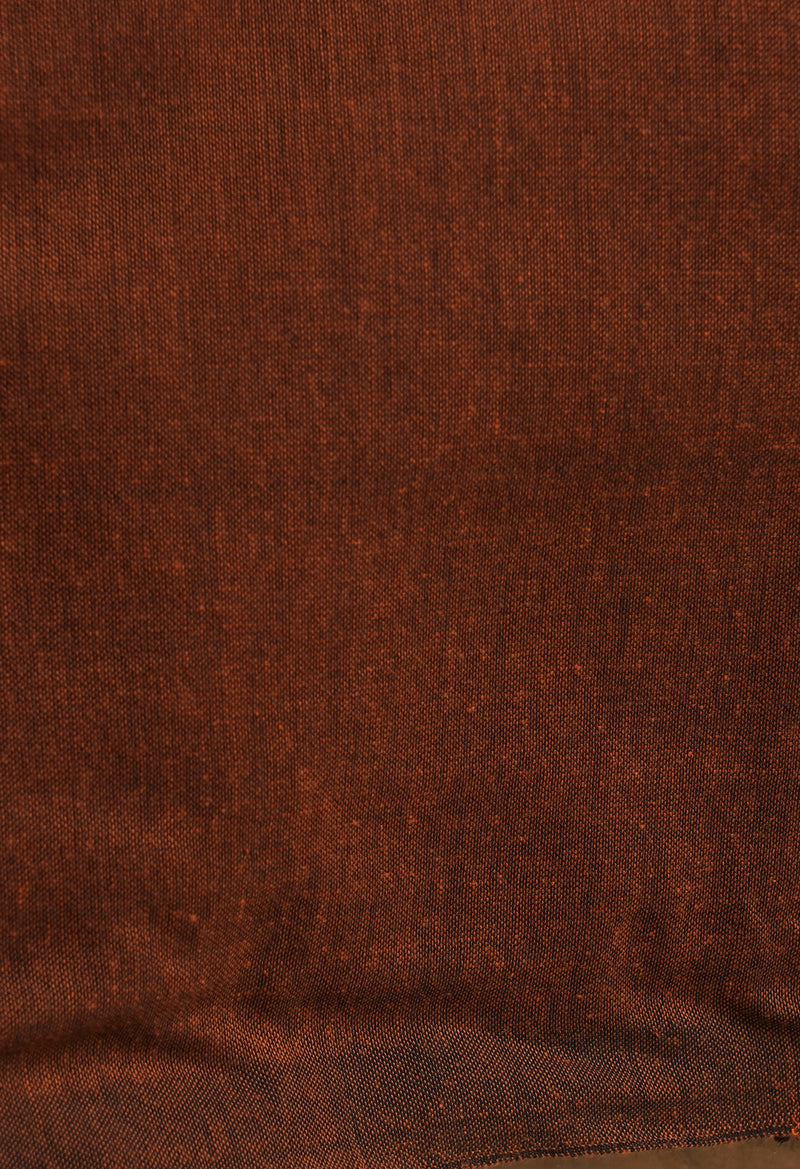 Rust Orange Pure  Cotton Linen Saree With Tassels-UNM65251